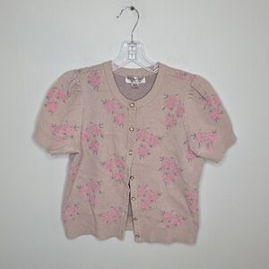 Floral Button-Up Women's Sweater Cottage Core, Granny Garden Size LARGE